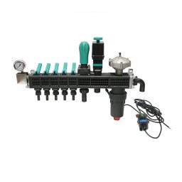 Distribuitor erbicidator cu 5 cai, filtru, supapa electrica si manometru 25 bar