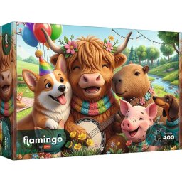 Puzzle Trefl 400 piese Flamingo - Echipa de zi de nastere