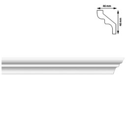Bagheta decorativa de colt interior 46x46 mm, lungime 2 m, Dms