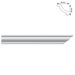 Bagheta de colt decorativa 40x45 mm, lungime 2 m, pentru finisaje interioare