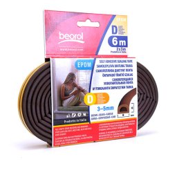 Banda de etansare pentru usi si ferestre, maro, profil D, 2 x 3 m, Beorol