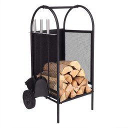 Suport pentru lemne de semineu cu accesorii si roti, 60x35x35 cm