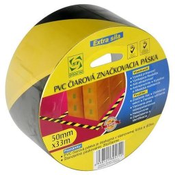 Banda avertizare adeziva Strend Pro galben-negru, 50 mm x 33 m