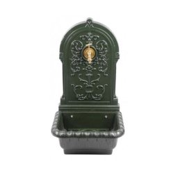 Chiuveta de gradina din fonta verde cu robinet, 44x36x76 cm