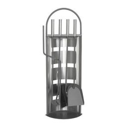 Set accesorii pentru semineu din inox cu suport, 4 piese, 66 cm