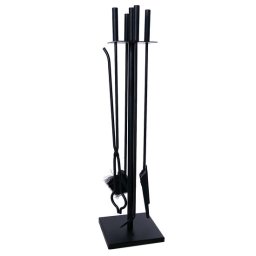 Set accesorii pentru semineu cu suport, 4 piese, 81 cm, negru mat