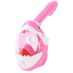 Masca snorkeling pentru copii cu tub, model rechin roz, 4-11 ani