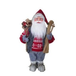 Decoratiune de Craciun Mos Craciun cu schiuri pentru interior, 45 cm