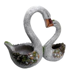 Decoratiune de gradina din ceramica cu lebede, 49x23x44,5 cm