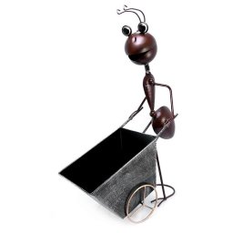 Decoratiune de gradina metalica furnica cu roaba, 11x37x46 cm
