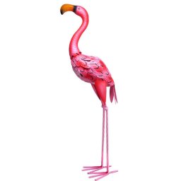 Decoratiune de gradina flamingo din metal, roz, 14x24x65 cm