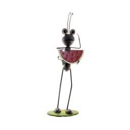 Decoratiune de gradina metalica, furnica cu pepene, 21x18x61 cm