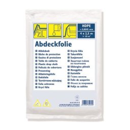 Folie de protectie HDPE transparenta 4x2,5 m pentru acoperire 10 mp