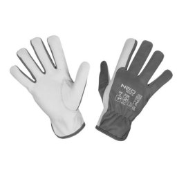 Manusi de protectie din piele de capra, gri/alb, marimea 9, NEO