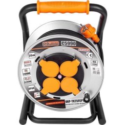 Prelungitor electric industrial pe tambur 25 m, IP44, 16A, 4 prize