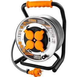 Prelungitor electric industrial pe tambur 20 m, 16A, IP44, 4 prize