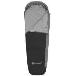 Sac de dormit turistic Springos, negru-gri, 220x80x50 cm, rezistent la apa