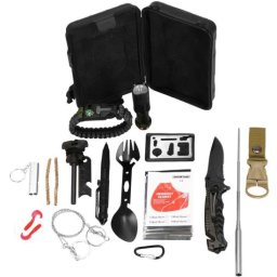 Kit de supravietuire turistic multifunctional, 21 piese, cu trusa, Springos