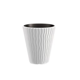 Ghiveci decorativ alb Sandy, rotund, cu vas interior, 18/37 L, 39x43,6 cm