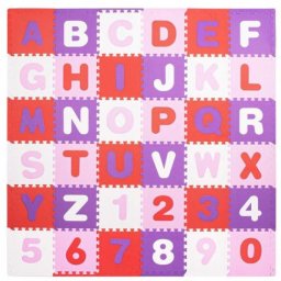 Covor puzzle din spuma EVA pentru copii, alfabet si numere, 172x172 cm, Springos