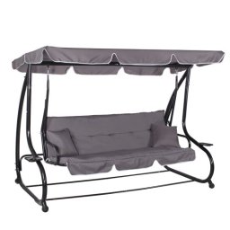 Balansoar de gradina 4 locuri, gri, cu functie pat, 220x120x162 cm, Linda