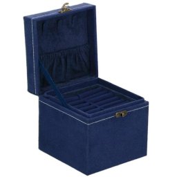 Cutie pentru bijuterii din catifea albastra, 12x12x12 cm, Springos