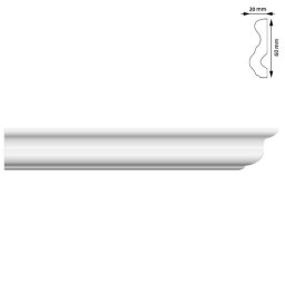 Bagheta decorativa cu linii Dms, 60x20 mm, lungime 2 m