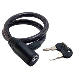 Lacat antifurt pentru bicicleta cu cablu din otel PVC 12x650 mm, 2 chei