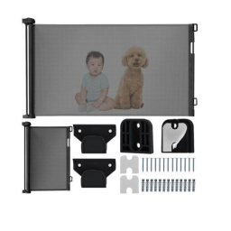 Poarta de siguranta retractabila pentru copii si animale, 160 cm, neagra, Ruhhy