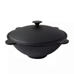 Oala wok din fonta cu capac, 20 L, 51,5 x 26 cm, Perfect Home
