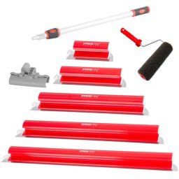 Set 5 gletiere profesionale din inox cu rola si maner telescopic Strend Pro