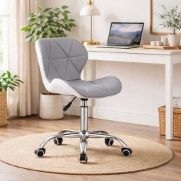 Scaun de birou Artool Avola, rotativ, piele ecologica, gri si alb