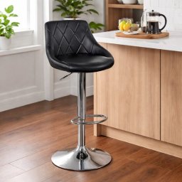Scaun de bar rotativ Artool Kast, negru, reglabil, cu picior metalic