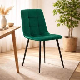 Scaun bucatarie si living Artool Kara, catifea verde, picioare metal negru