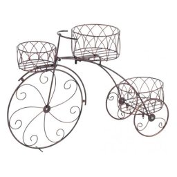 Suport metalic pentru flori tip bicicleta vintage, 3 ghivece, Strend Pro