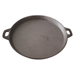 Placa grill rotunda din fonta cu manere, 33 x 3 cm, pentru gatit uniform