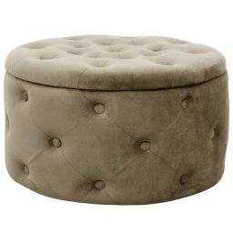 Taburet rotund cu spatiu de depozitare, catifea bej, 55x30 cm, Alia Akord
