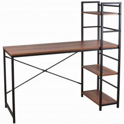 Birou calculator Jumi cu 3 rafturi, pal melaminat si otel, natur/negru, 120x52x120 cm