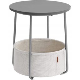 Masa laterala rotunda cu cos de depozitare, gri/alb, 45x50 cm