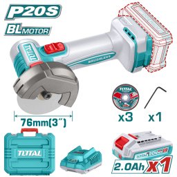Mini polizor unghiular TOTAL 20V brushless, 76 mm, 2.0Ah cu acumulator si incarcator