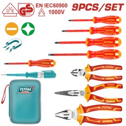 Set scule izolate pentru electricieni TOTAL, 9 piese, 1000V