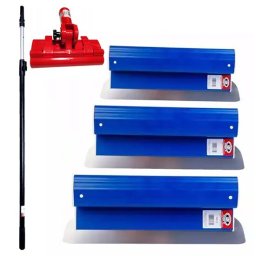 Set 3 gletiere profesionale din inox 25, 40, 60 cm cu maner telescopic Ergolite