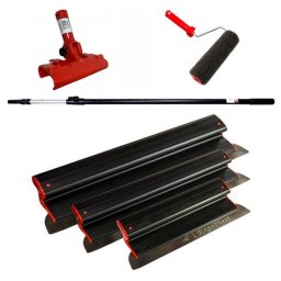 Set 3 gletiere profesionale inox Ergoplast cu rola si maner telescopic