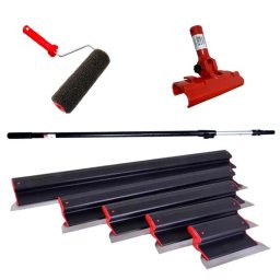 Set 5 gletiere profesionale din inox cu rola si maner telescopic Ergoplast