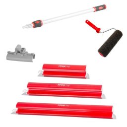 Set 3 gletiere profesionale inox 40, 60, 80 cm cu rola si prelungitor Strend Pro