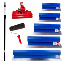 Set 5 gletiere profesionale inox Ergolite cu rola si maner telescopic
