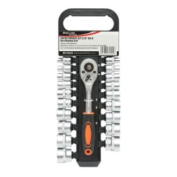 Trusa chei tubulare 3/8 metrice Cr-V cu clichet reversibil, 20 piese