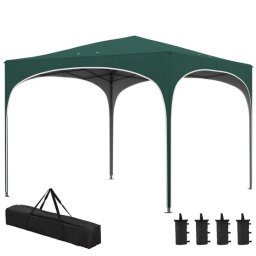 Pavilion de gradina pliabil 3x3 m, reglabil, cu geanta si ancorare, verde