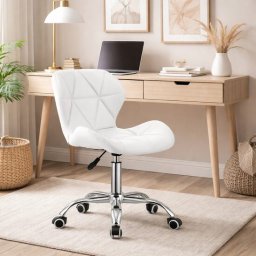 Scaun de birou Artool Avola, rotativ, reglabil, piele ecologica, alb