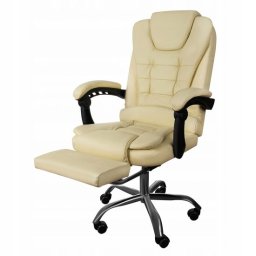 Scaun de birou ergonomic Malatec, crem, cu suport pentru picioare